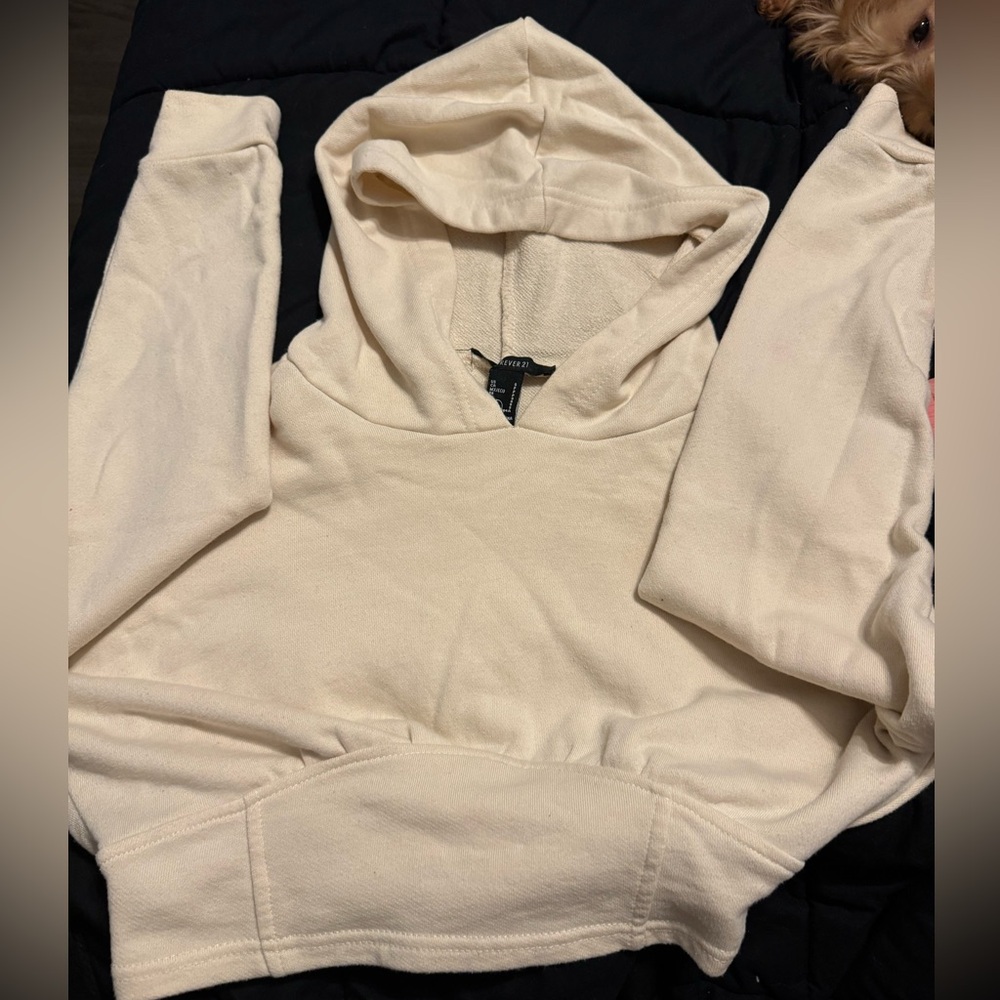Cream cropped hoodie